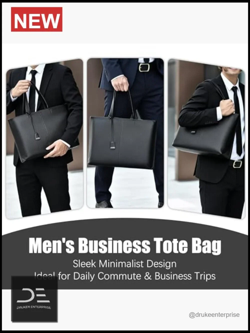 Leather Briefcase, Business Bag, Large Capacity, 15.6